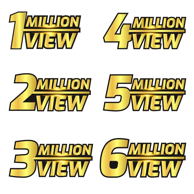 million views celebration banner design.1 million views badge,1m to 7m views banner set