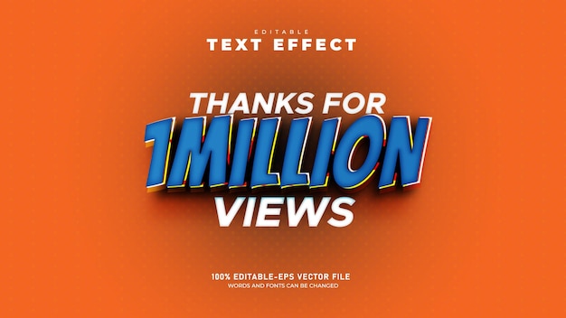 Vector million views editable text effect