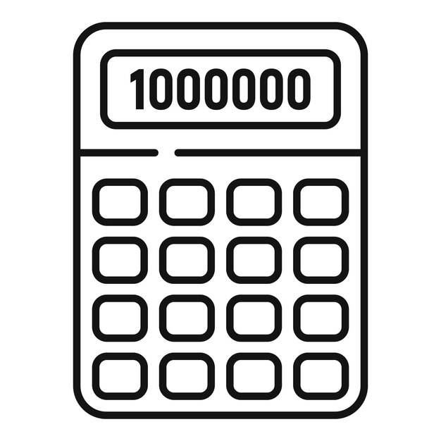 Вектор Иконка калькулятора миллионера контур векторной иконки калькулятора миллионера для веб-дизайна изолирован на белом фоне