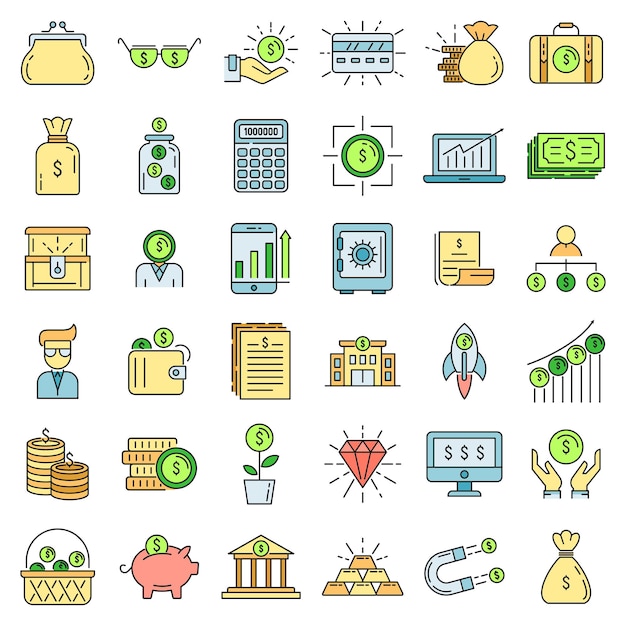 Vector millionaire icons set vector color