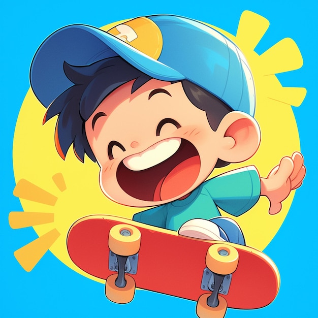 Vector a milwaukee boy does skateboarding in cartoon style