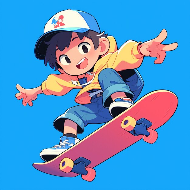 Vector a milwaukee boy does skateboarding in cartoon style
