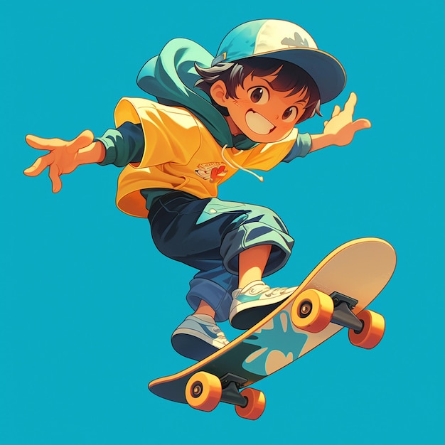 Vector a milwaukee boy does skateboarding in cartoon style