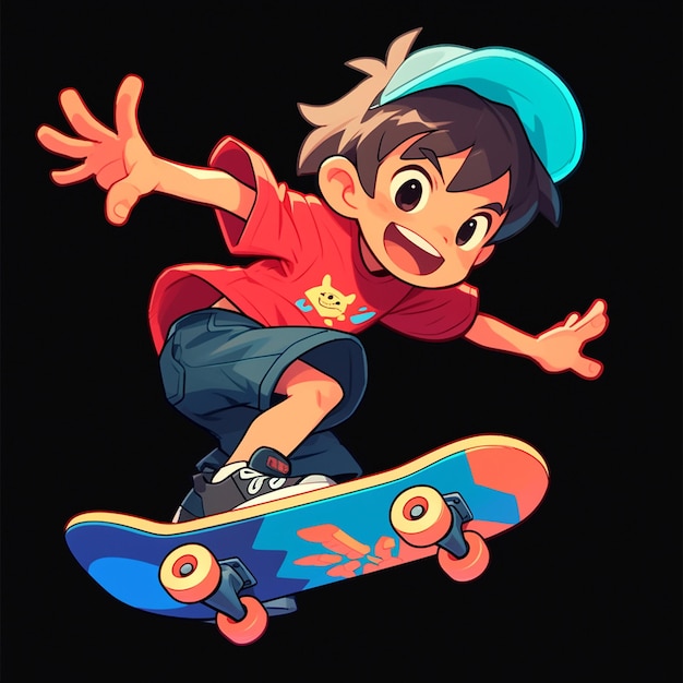 Vector a milwaukee boy does skateboarding in cartoon style