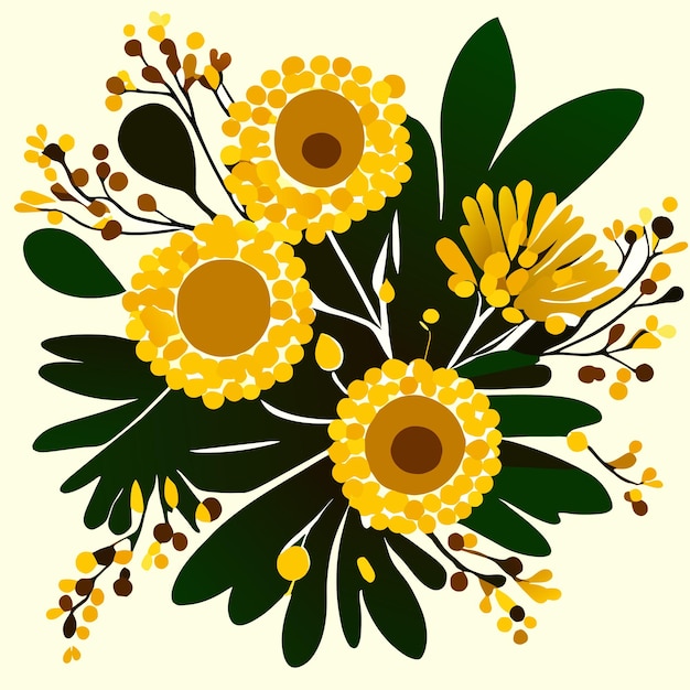 mimosa floral flower vector illustration