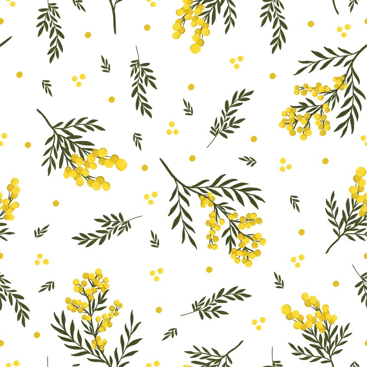 Vector mimosa flower seamless pattern