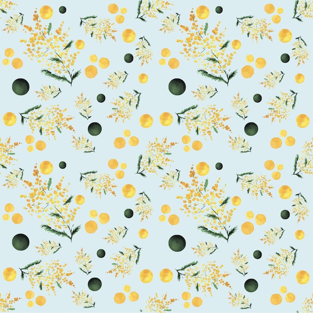 Vector mimosa flowers seamless pattern spring background