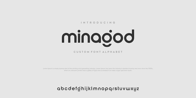 minagodモダンミニマルアブストラクトアルファベットフォントタイポグラフィテクノロジーエレクトロニックムービーデジタル