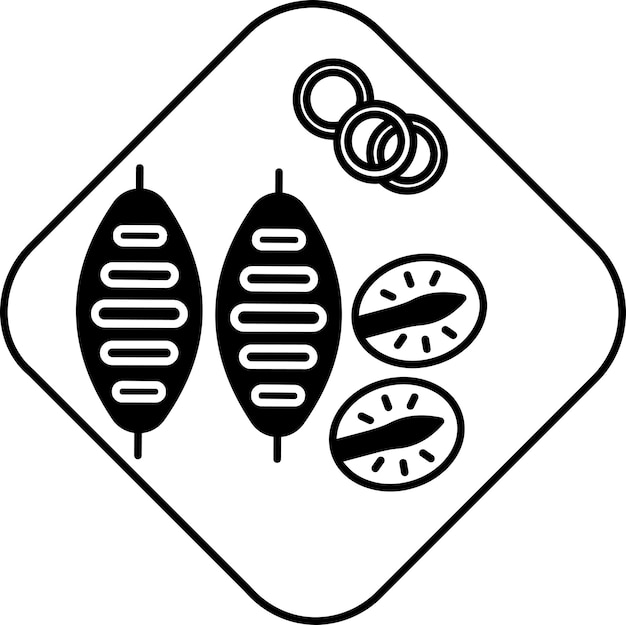 Vector minced lula kebab grill glyph and line vector illustration