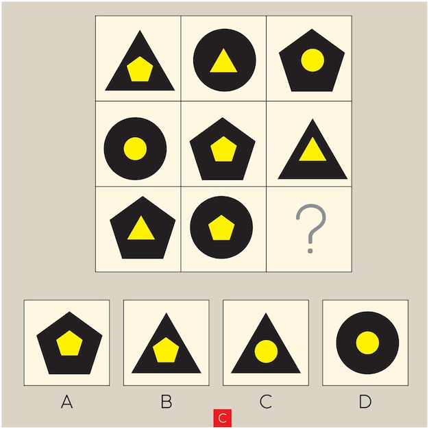 Vettore gioco mentale domande cerebrali test iq domande di intelligenza visiva trova la parte mancante