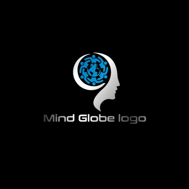 Дизайн логотипа векторного глобуса разума