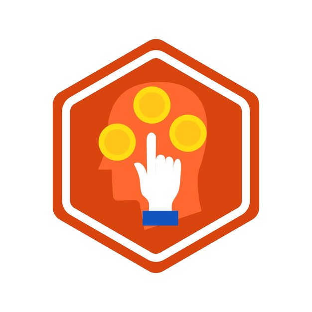 Vector mind money hexagonal icon