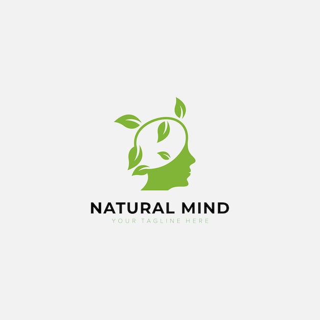 Mind natuurlijk logo met hoofdpersoon en blad