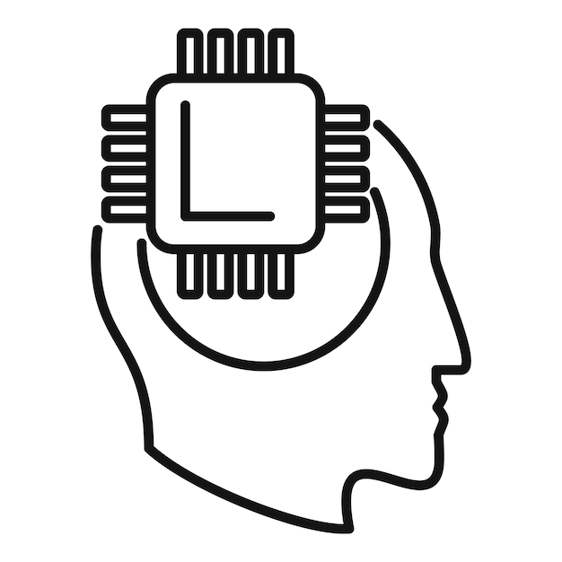 Vector mind processor icon outline vector lost work health