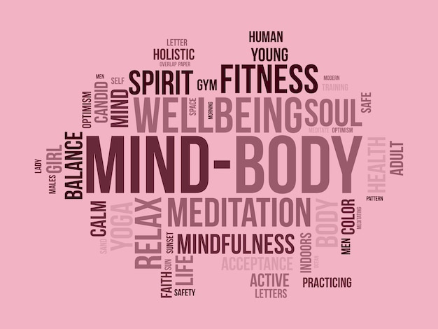 MindBody 세계 클라우드 배경 정신 건강 인식 벡터 그림 디자인 컨셉