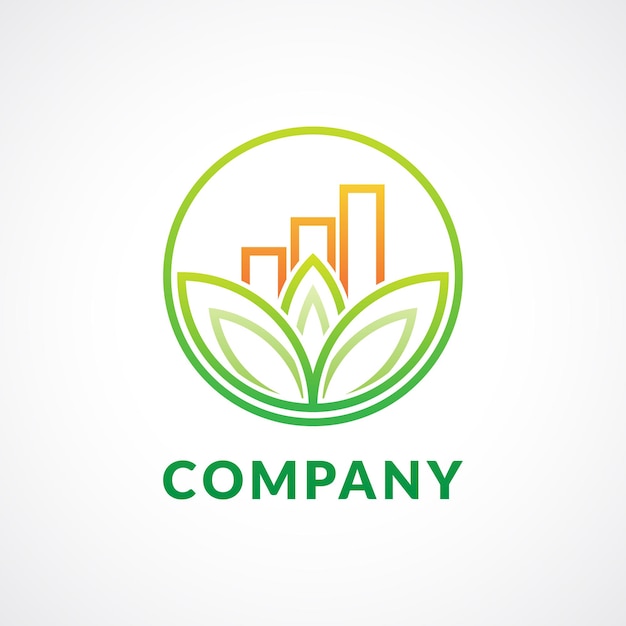 Mindful Saving Logo Design Concept In Monoline Style With Lotus Leaf Shape and A Bar Chart Inside a Circle Illustrates The Holistic Financial Mindfulness Fit for Investment Company Consultant Etc