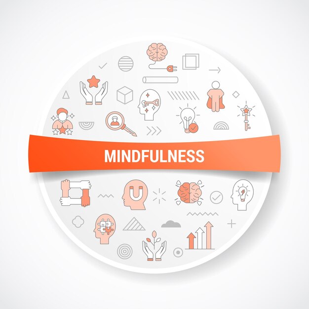 Mindfulness concept with icon concept with round or circle shape for badge