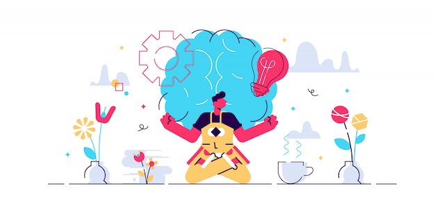 Mindfulness vlakke afbeelding. Mentaal gezonde lichaamsbeweging met yogapose. Kennis van spirituele lichaamstraining voor vreedzame, creatieve en harmonieuze vrouwen. Intelligente groep mensen leren harmonie leren.