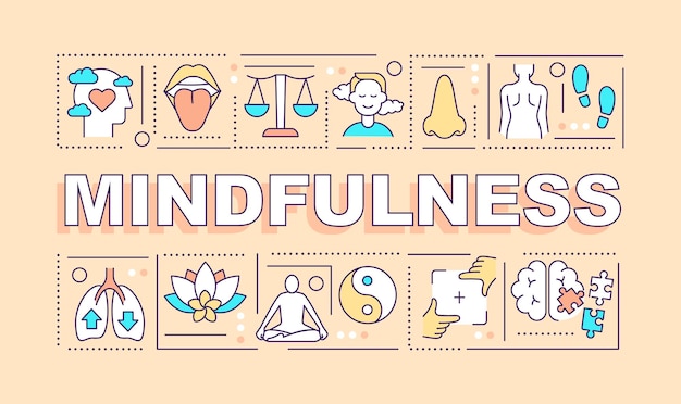 mindfulness word concepts light peach banner