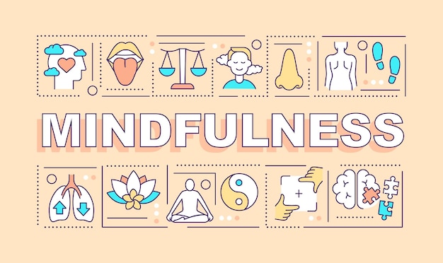 Mindfulness 단어 개념 빛 복숭아 배너