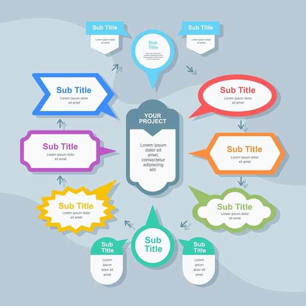 Vector mindmaping template with table and colorful style