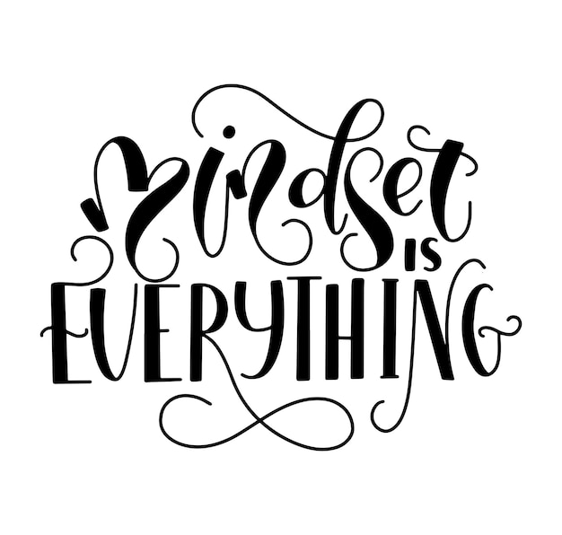 Mindset is everything black lettering isolated on white background