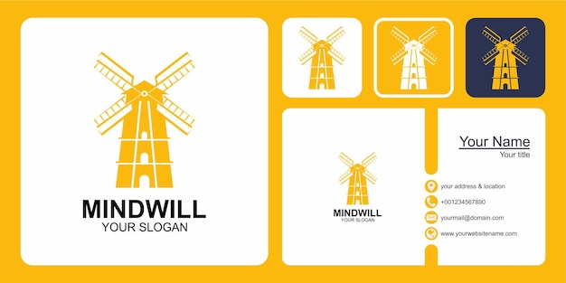 mindwill logo design and business card