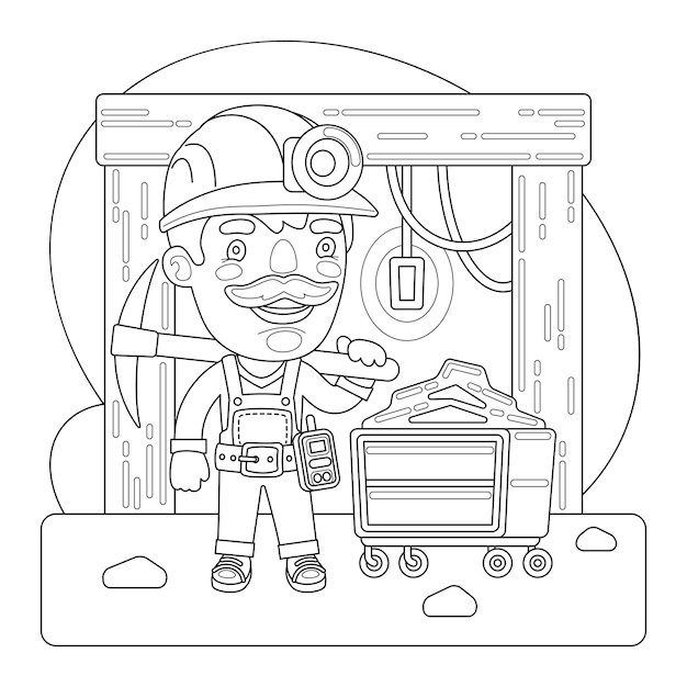 Vector miner coloring page