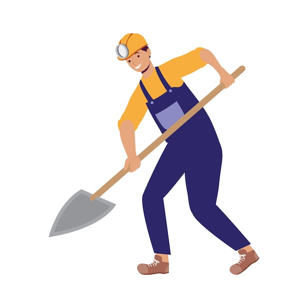 Miner with shovel worker character