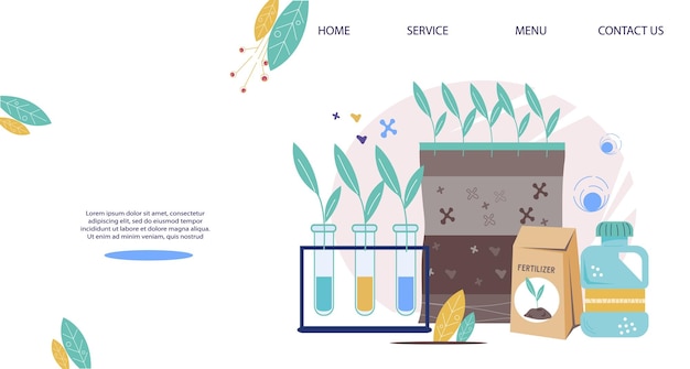 鉱物および化学肥料製造ウェブサイトバナーフラットベクトルイラスト