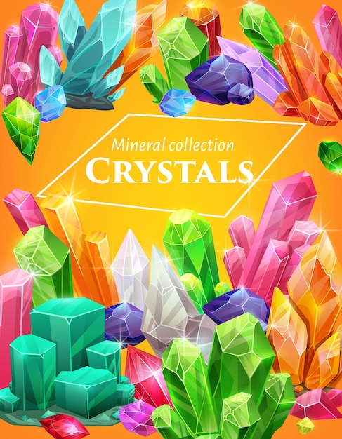 Vector mineral stones precious crystals and jewels