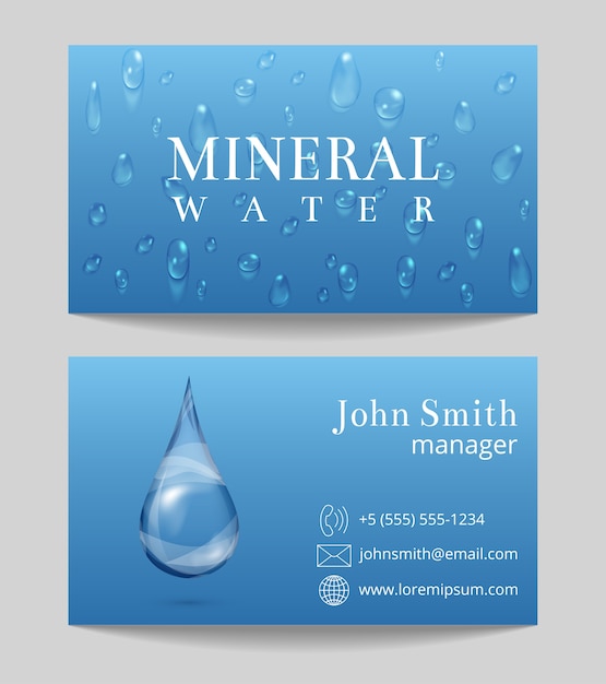 Vector mineral water delivery business card both sides template