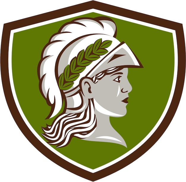 Premium Vector | Minerva head crest retro