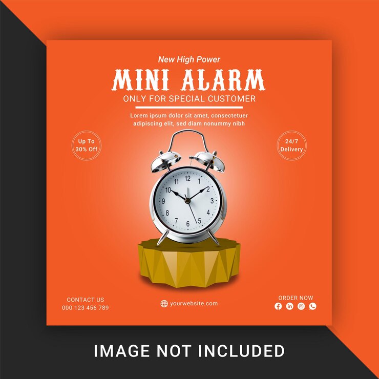 वेक्टर mini alarm social media and instagram post template vector