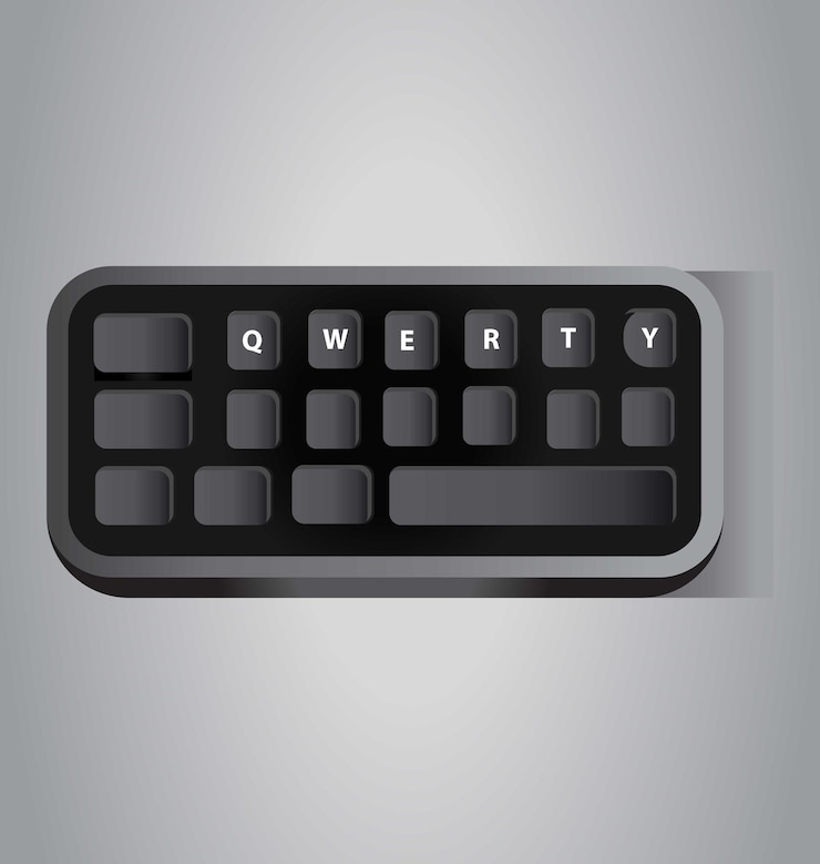 Vector mini black qwerty computer keyboard small keyboard isometric view