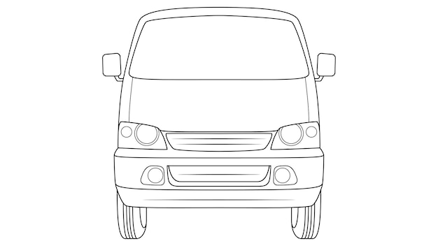 Mini can car outline vector illustration on white background