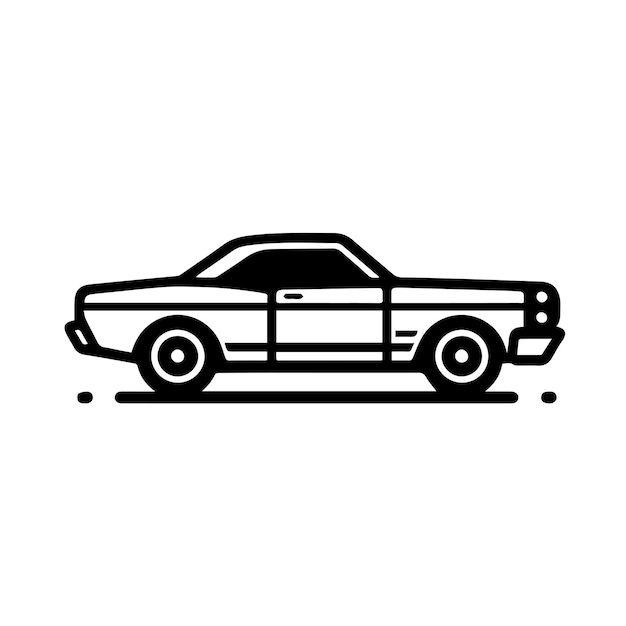 Vettore mini silhouette di auto a disegno semplice nero e bianco