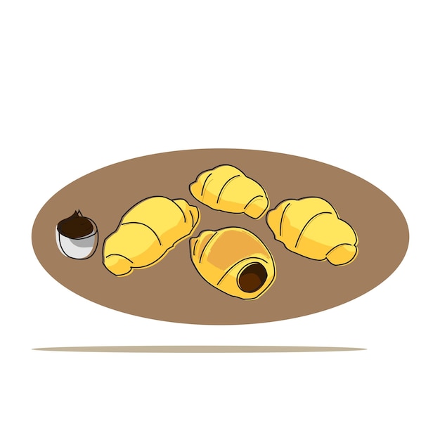 Vector mini chocolate croissants sandwich beautiful vector illustration