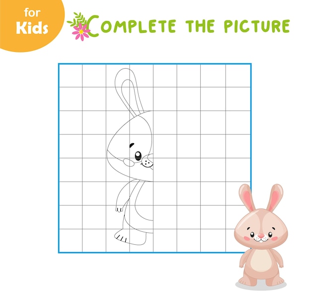 Mini game for children Draw a chicken in the cells Learning education puzzle