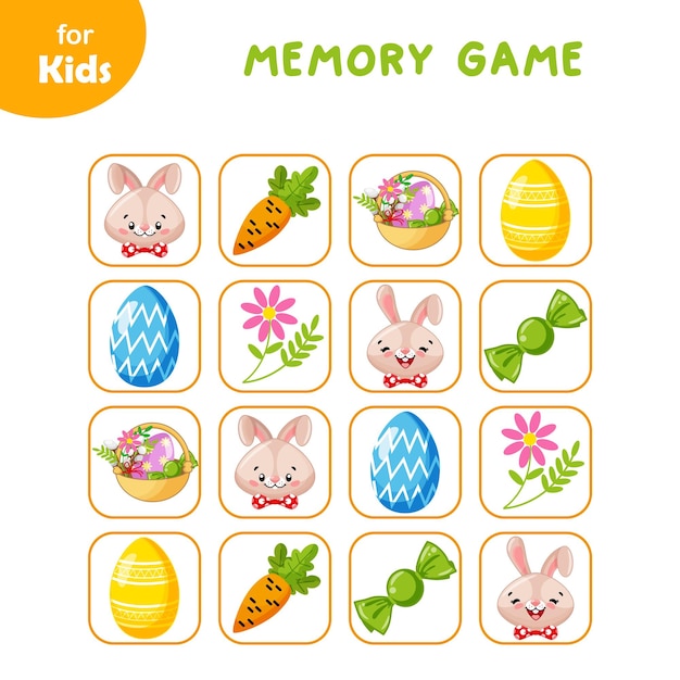 Mini games for children Memory game pictures Easter Education Series