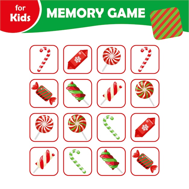 子供向けのミニゲーム 子供向けの記憶ゲーム クリスマスのお菓子 ロリポップ