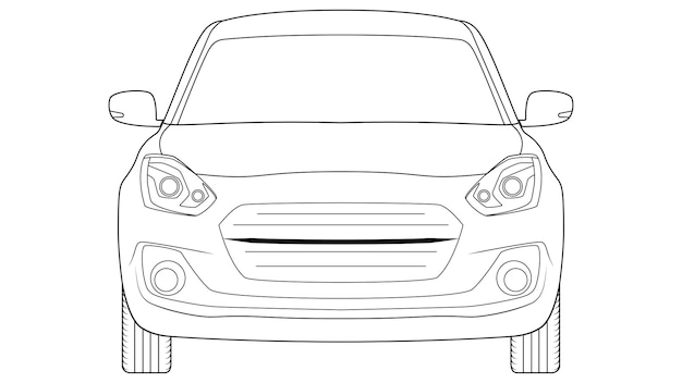 Vector mini hatch back car outline vector illustration