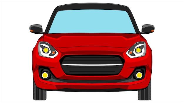 Vector mini hatch back car outline vector illustration