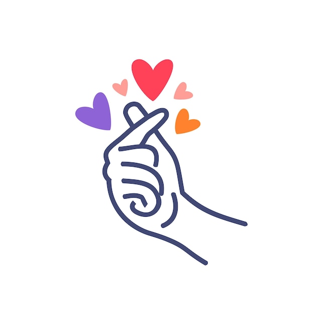 mini ik hou van je hand clip art in full colour koreaans hart vinger ik hou van je teken icoon vector lijn