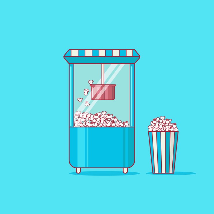 Vector mini popcorn maker and large popcorn bucket 