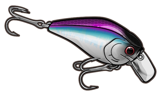 Premium Vector  Mini purple blue crank bait fishing lurevector art logo  poster tshirt