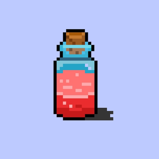 Mini bottiglia di pozione rossa con stile pixel art