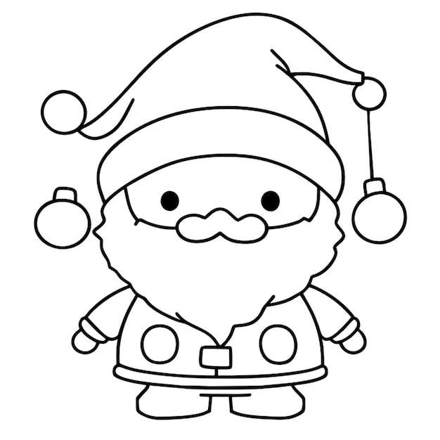 Vector mini santa claus vector illustration line art