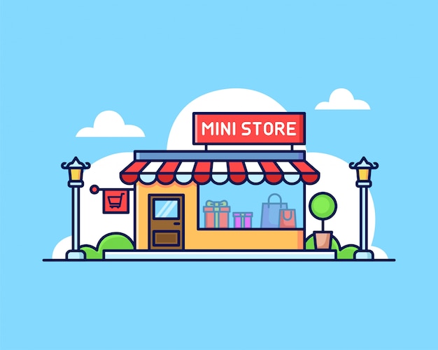 Illustrazione piatta mini store