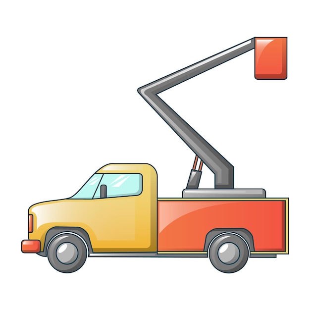 Mini truck crane icon Cartoon of mini truck crane vector icon for web design isolated on white background